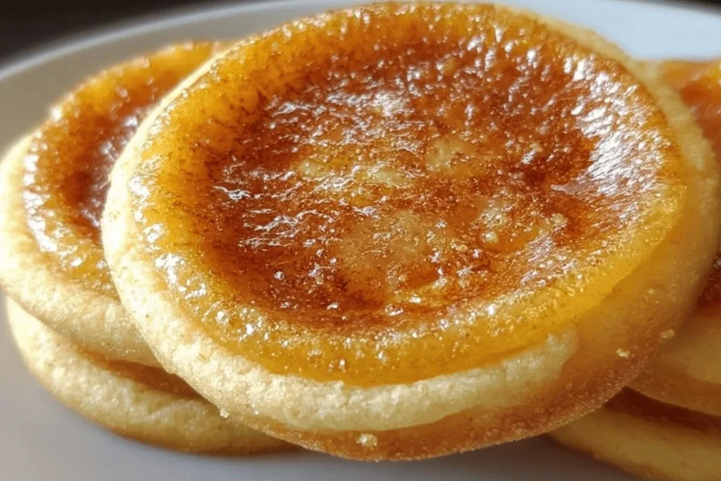Freshly baked Crème Brûlée Cookies with a caramelized topping.