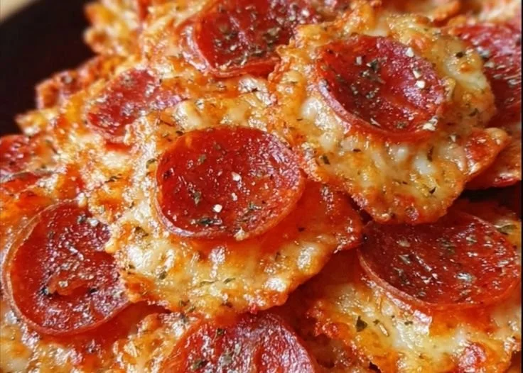 Keto Pepperoni Cheese Crisps, low-carb snack for keto diet