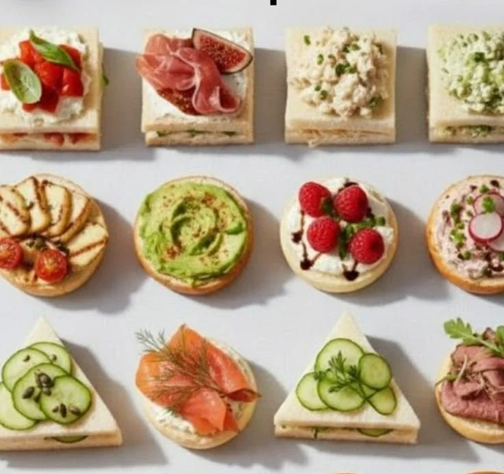Assorted mini sandwiches on a platter for parties and gatherings
