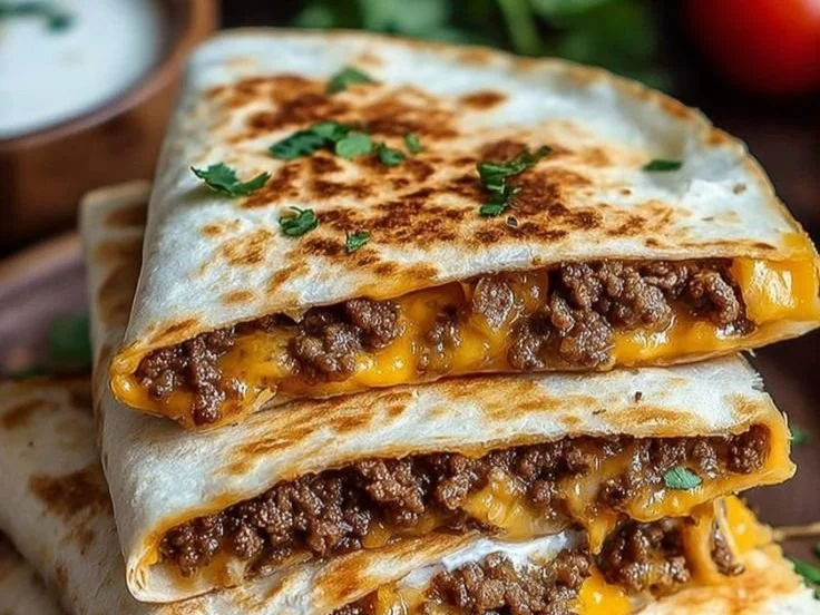Delicious Smashburger Quesadillas served with toppings