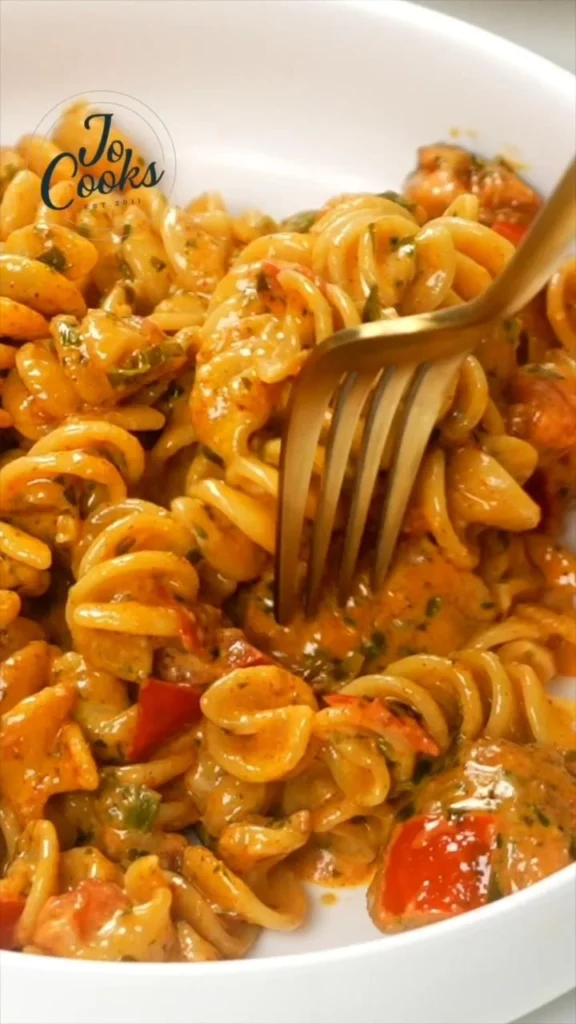 Creamy Tomato Chicken Pasta with fresh herbs and cheese