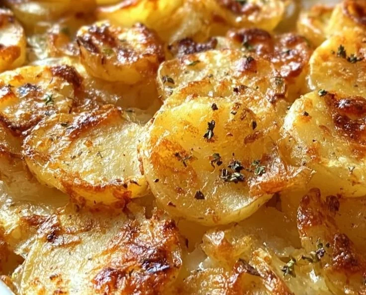 Baked French Onion Potatoes topped with melted cheese and fresh herbs