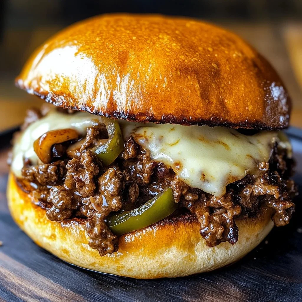 Gordon Ramsay's Philly Cheesesteak Sloppy Joes served on a plate