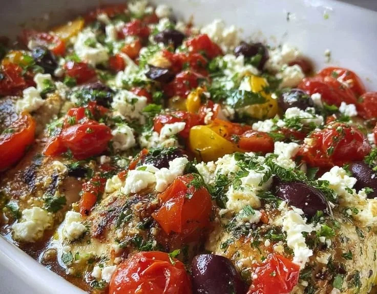 Baked Greek Chicken with Feta, Olives, and Tomatoes