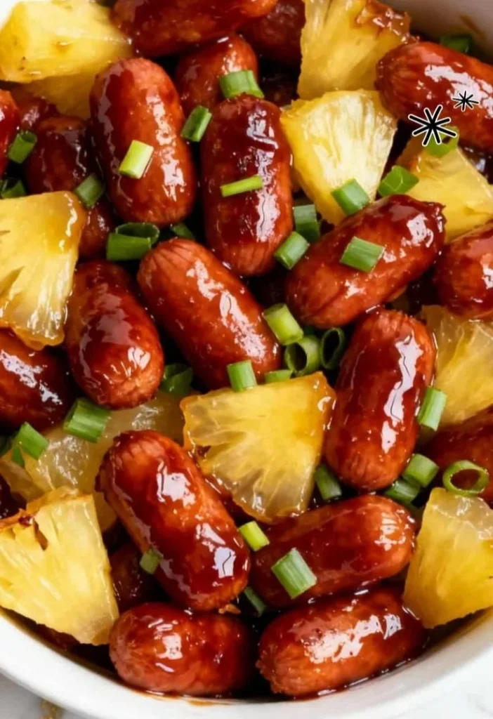 Delicious Hawaiian Smokies ready for grilling at a summer BBQ