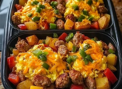 High protein freezer-friendly breakfast bowls ready for meal prep