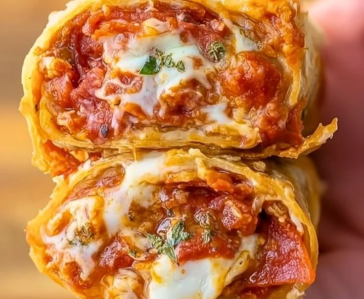 High protein pepperoni pizza rolls fresh out of the oven.