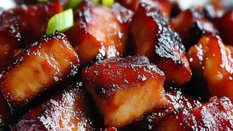Delicious Char Siu Chicken freshly cooked with a rich glaze and served on a plate.
