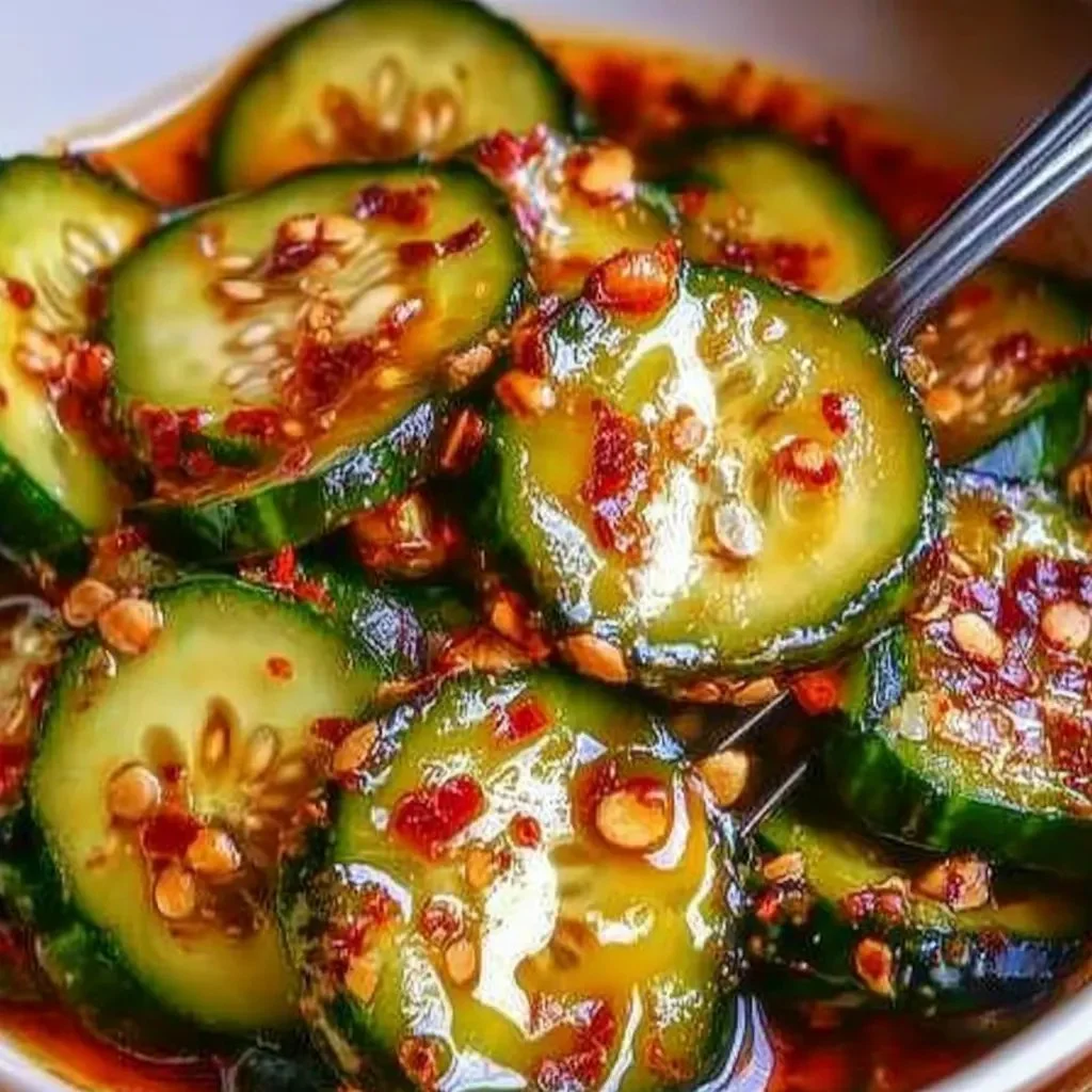 Delicious Korean Cucumber Salad served in a bowl with fresh ingredients