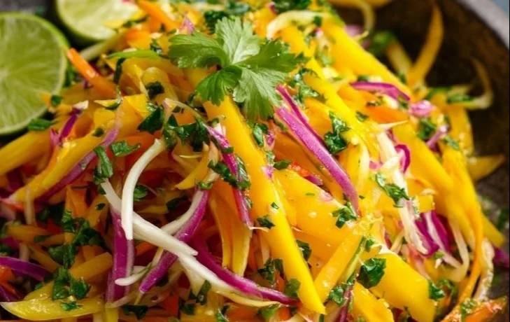 Colorful Mango Slaw with fresh ingredients and vibrant presentation