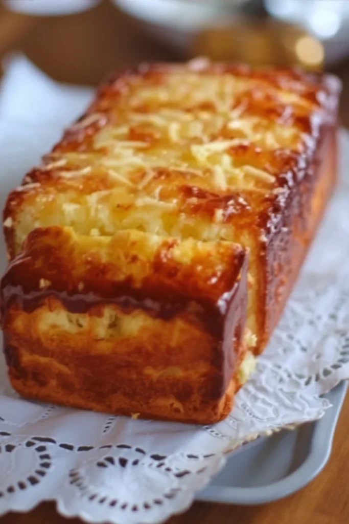A slice of moist lemon yogurt cake on a plate, showcasing its fluffy texture and fresh lemon topping.