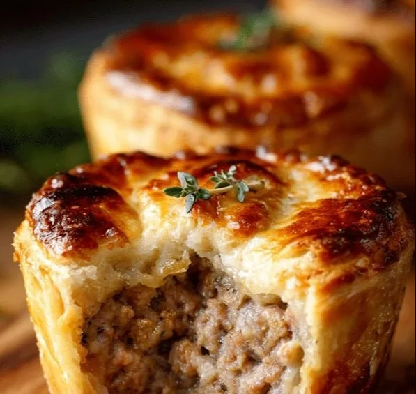 Delicious muffin tin meat pies fresh out of the oven.