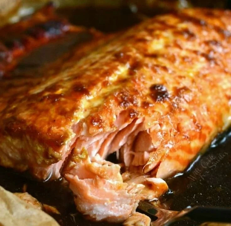Delicious Orange Salmon fillet garnished and ready to serve