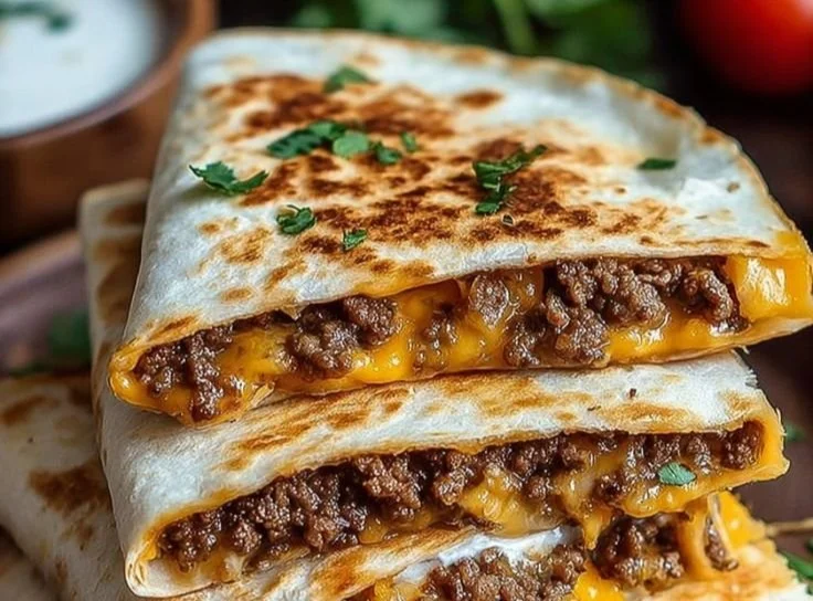Delicious Smashburger Quesadillas filled with cheese and savory fillings