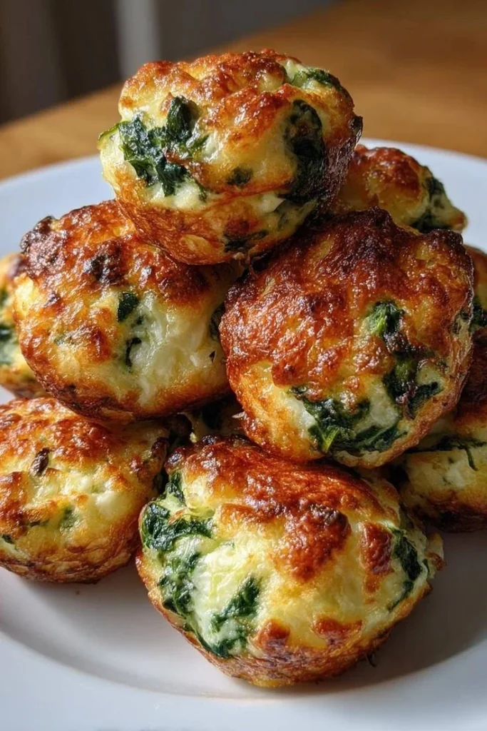Delicious spinach ricotta bites served as an appetizer on a platter