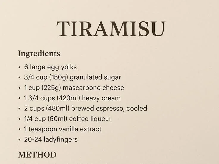 Classic tiramisu dessert layered with coffee and mascarpone cream