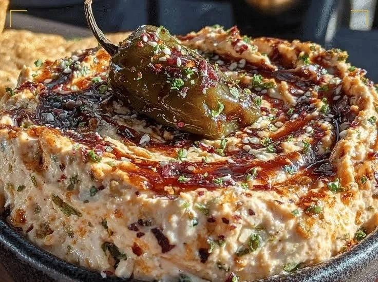 Spicy Roasted Jalapeño Cowboy Cream Cheese Dip served in a bowl with tortilla chips
